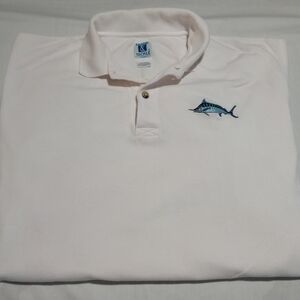 White Polo Shirt with Embroidered Marlin
